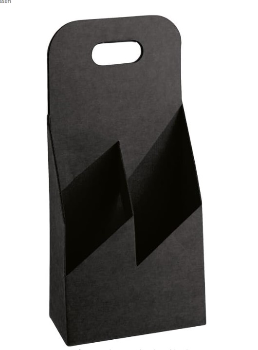 schwarzer Bierträger für 2 Flaschen aus Pappe